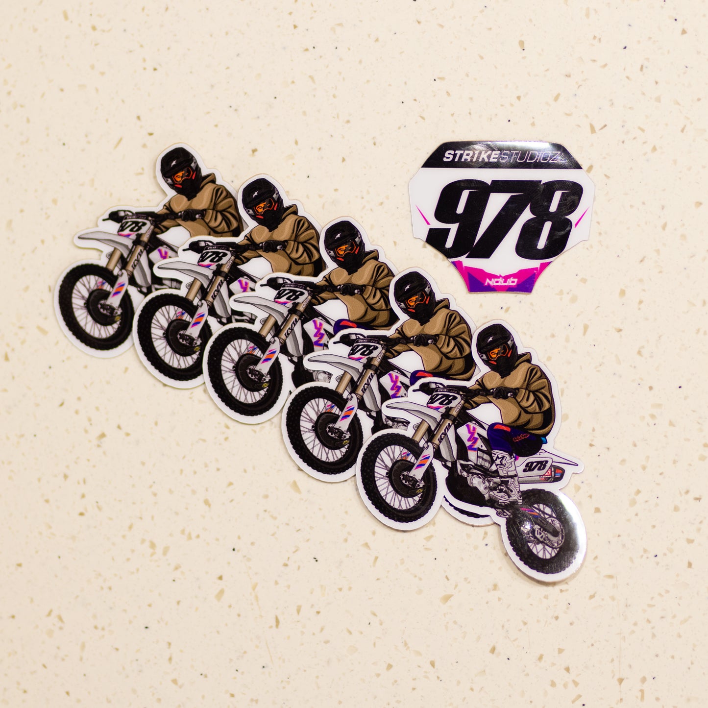YZ450F Wheelie Sticker (Vinyl) 5x Pack + Bonus Miniplate